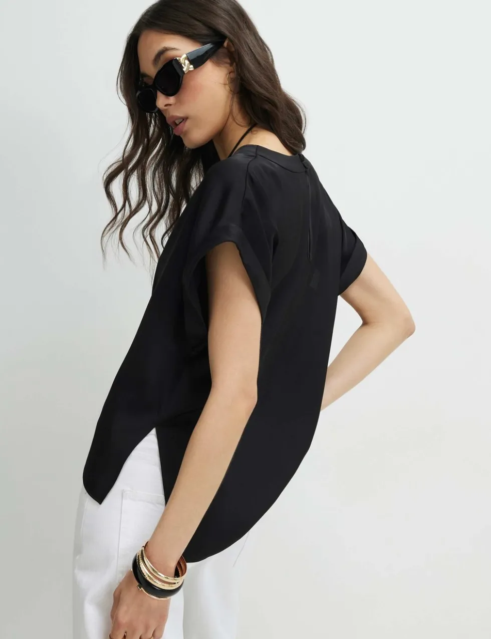 Satin Turn Back Cuff T-Shirt