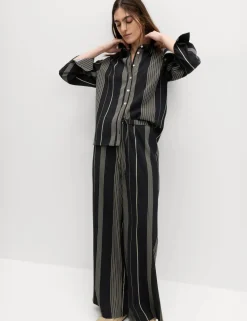 Satin Twill Striped Trousers