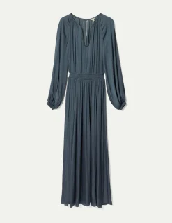 Satin U-Neck Midaxi Relaxed Waisted Dress