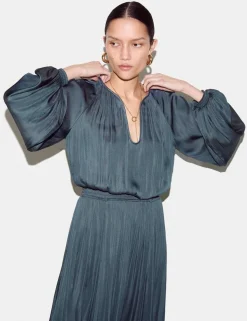 Satin U-Neck Midaxi Relaxed Waisted Dress