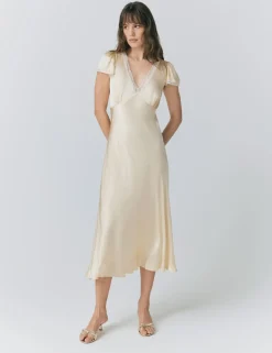 Satin V-Neck Midaxi Tea Dress