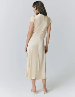 Satin V-Neck Midaxi Tea Dress