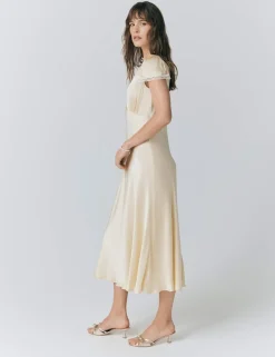 Satin V-Neck Midaxi Tea Dress