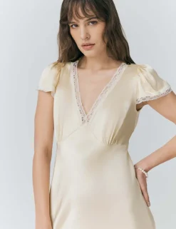 Satin V-Neck Midaxi Tea Dress