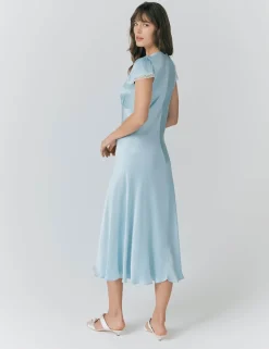 Satin V-Neck Midaxi Tea Dress