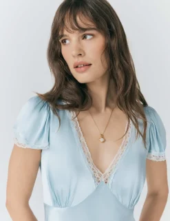 Satin V-Neck Midaxi Tea Dress