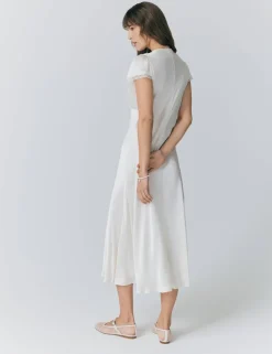 Satin V-Neck Midaxi Tea Dress