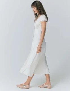 Satin V-Neck Midaxi Tea Dress