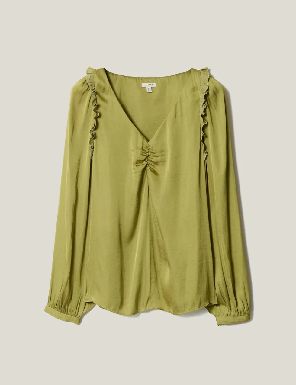 Satin V-Neck Relaxed Blouse