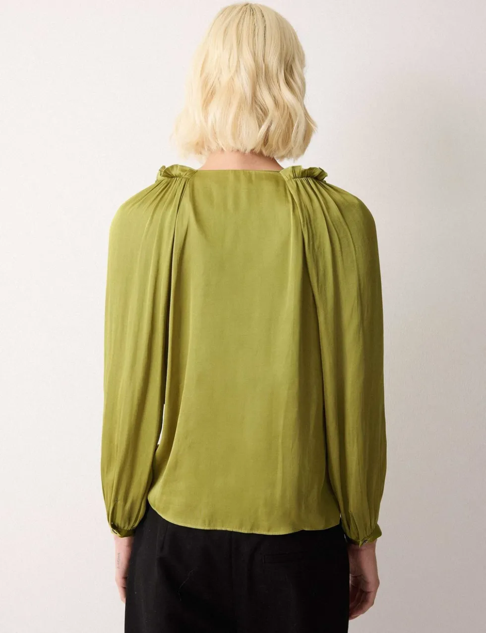 Satin V-Neck Relaxed Blouse
