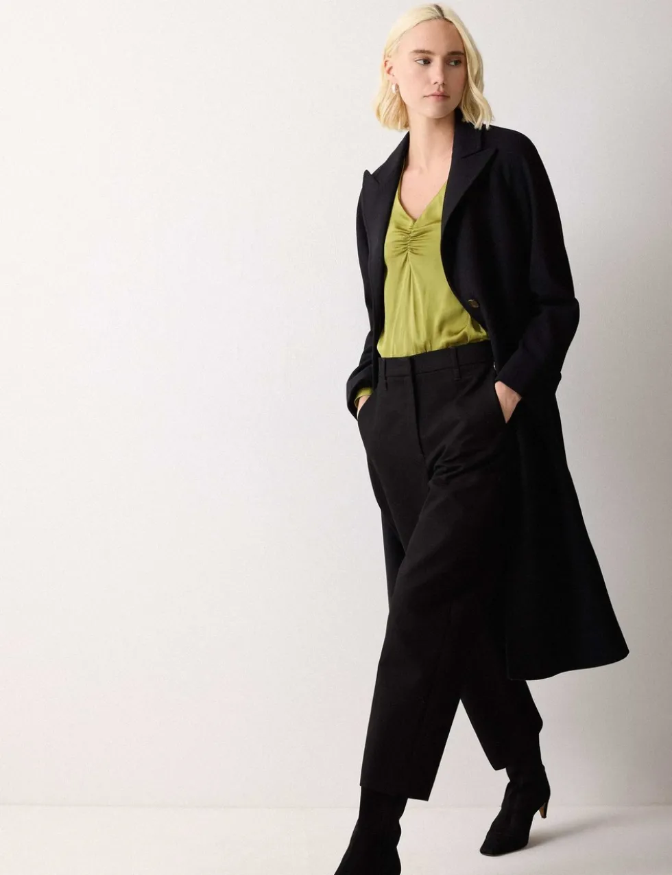Satin V-Neck Relaxed Blouse