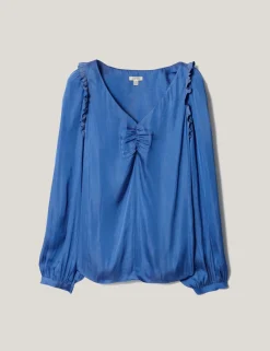 Satin V-Neck Relaxed Blouse