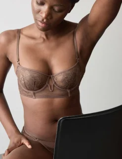 Savannah Lace Wired Longline Balcony Bra (A-E)