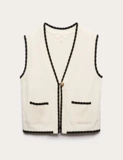Scallop Edge Detail Knitted Tabard With Wool