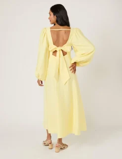 Scoop Neck Bow Detail Midi Smock Dress