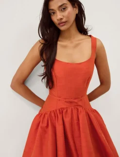 Scoop Neck Midi Skater Dress