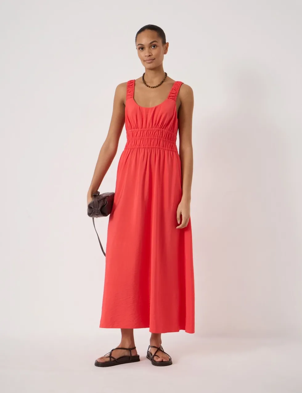 Scoop Neck Midi Waisted Dress