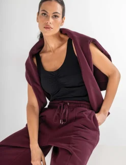Scoop Neck Ruched Hidden Support Non Wired Vest Top