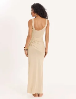 Scoop Neck Wrap Waist Maxi Slip Dress