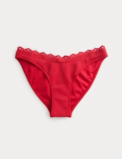Sculpt Broderie Trim High Leg Bikini Bottoms