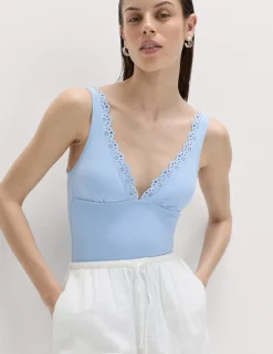 Sculpt Broderie Trim Plunge Swimsuit