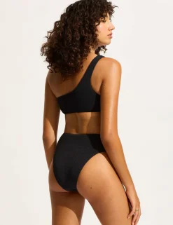 Sea Dive Textured One Shoulder Bikini Top