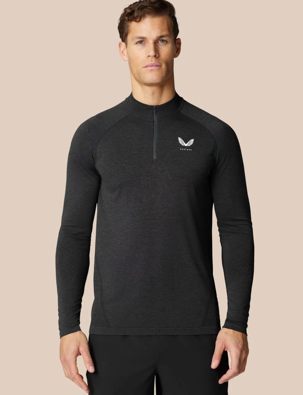 Seam Free Half Zip Funnel Neck Sweatshirt