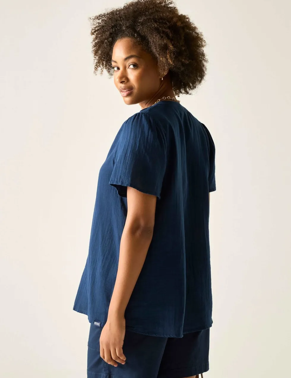 Selen Pure Cotton V-Neck Popover Blouse