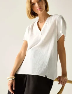 Selen Pure Cotton V-Neck Popover Blouse
