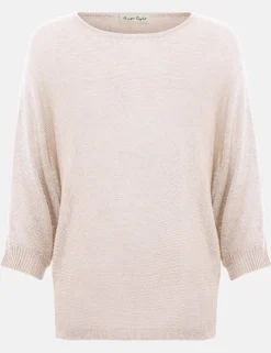 Sequin Slash Neck Batwing Sleeve Jumper