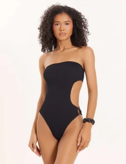 Shara Textured Cut Out Bandeau Swimsuit