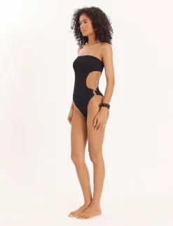 Shara Textured Cut Out Bandeau Swimsuit