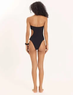 Shara Textured Cut Out Bandeau Swimsuit