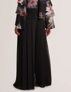 Sheer Pleated Wide Leg Trousers