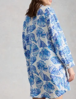 Shell Print Beach Cover Up Shirt