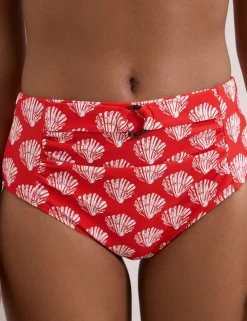 Shell Print High Waisted Bikini Bottoms