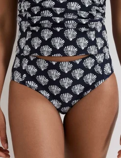 Shell Print High Waisted Bikini Bottoms
