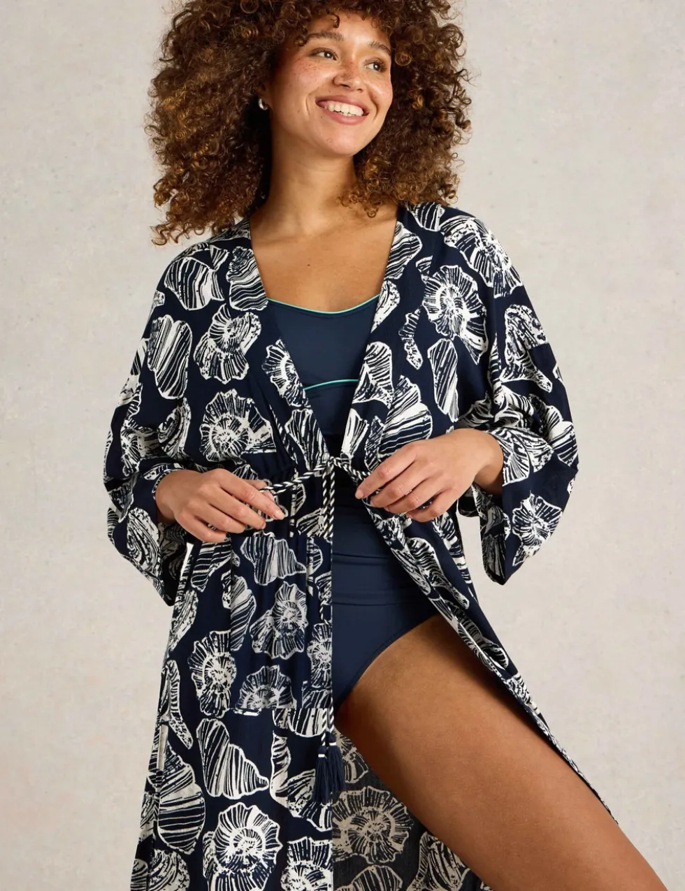 Shell Print Kimono Wrap