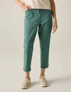 Shorebella Cotton Blend Straight Leg Cropped Trousers
