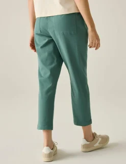 Shorebella Cotton Blend Straight Leg Cropped Trousers