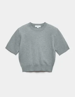 Shoulder Pad Knitted Top with Wool