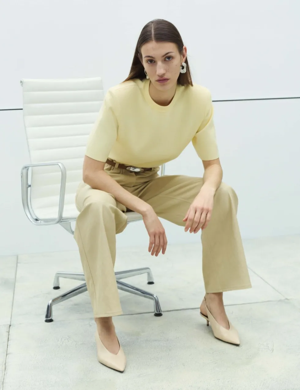Shoulder Pad Knitted Top with Wool