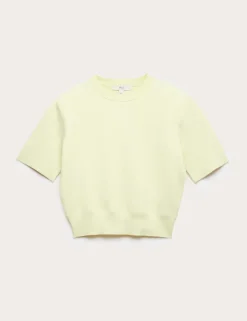 Shoulder Pad Knitted Top with Wool