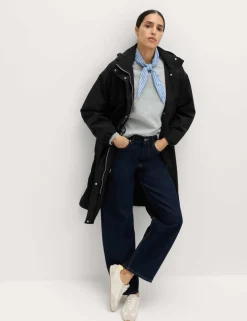 Shower Resistant Lightweight Hooded Longline Utility Parka