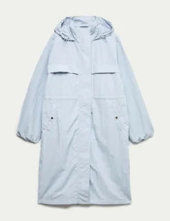 Shower Resistant Lightweight Hooded Longline Utility Parka