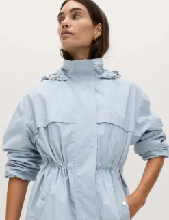 Shower Resistant Lightweight Hooded Longline Utility Parka
