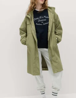 Shower Resistant Lightweight Hooded Longline Utility Parka