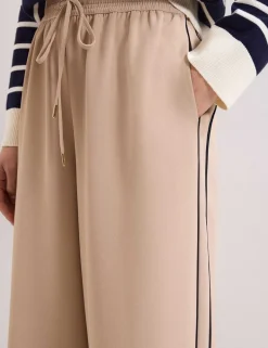 Side Stripe Drawstring Wide Leg Trousers