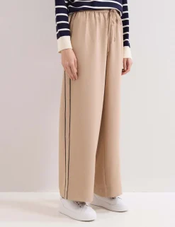 Side Stripe Drawstring Wide Leg Trousers
