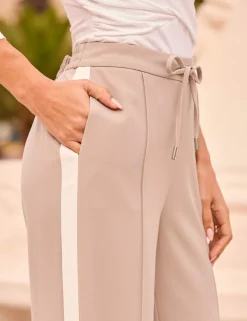 Side Stripe Elasticated Waist Wide Leg Trousers